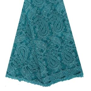 Quality F50282 beaded embroidery tulle french net lace fabric with rhinestones wholesale
