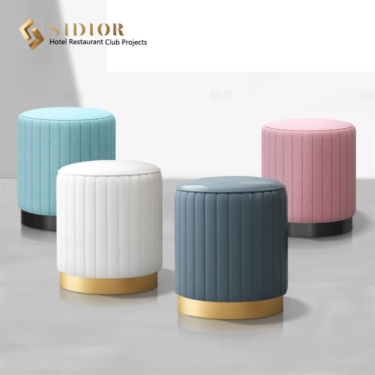 Stool,Ottoman chair, stainless steel, PU leather, fabric upholstery, restaurant,club, hotel, home, McDonald small stool