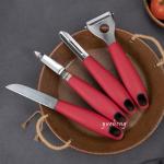 Premium Kitchen Gadget Set Stainless steel Utensils with Soft Touch Red Handles