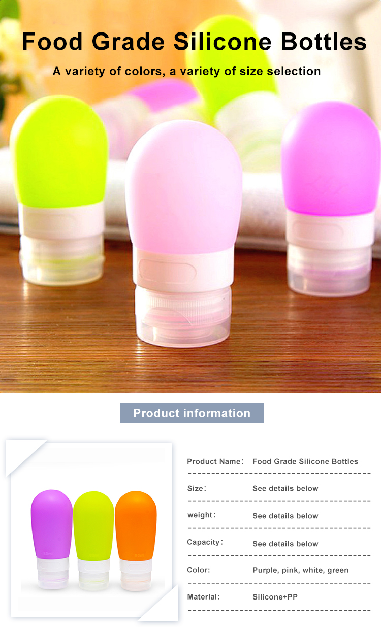 Screen Printing Reusable 80Ml Small Silicone Travel Bottles