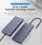 Type-c hub 12 in 1 5gbps usb hub 3.0 tf sd card reader 4k@30hz vga hdtv