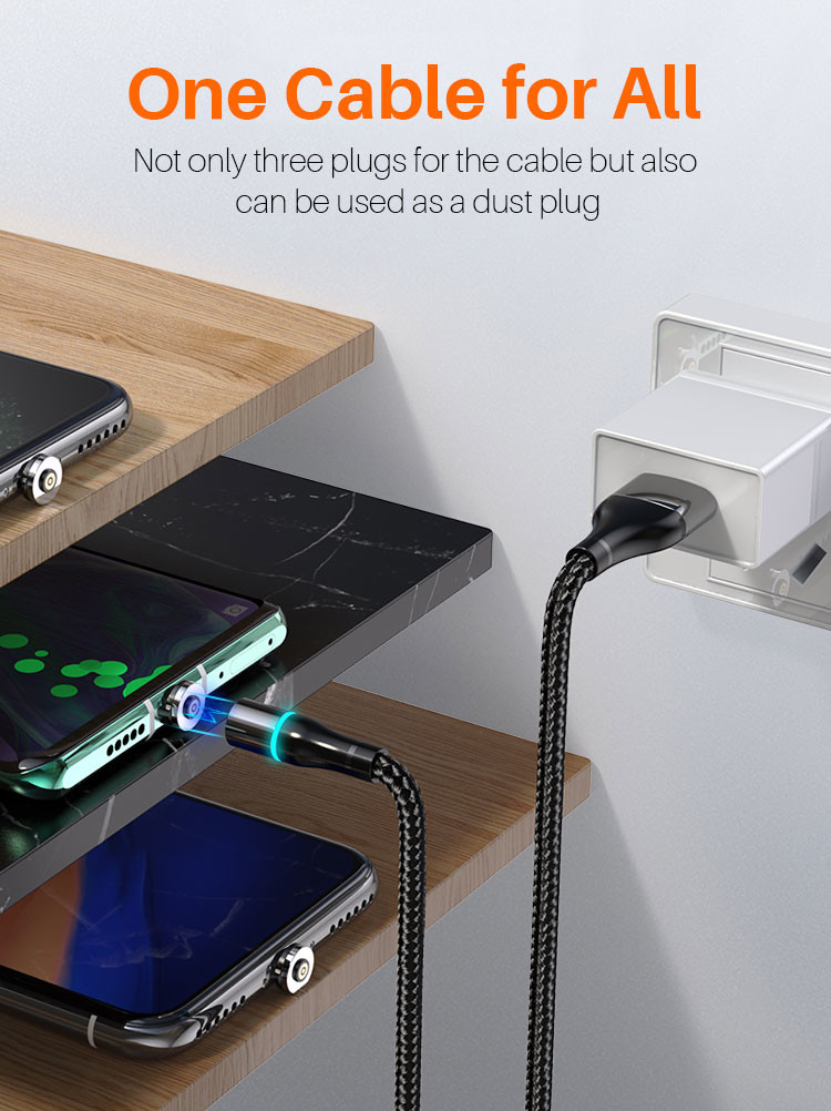 8000 Times 5A Magnetic USB Fast Charging Cable Nylon Braided Line