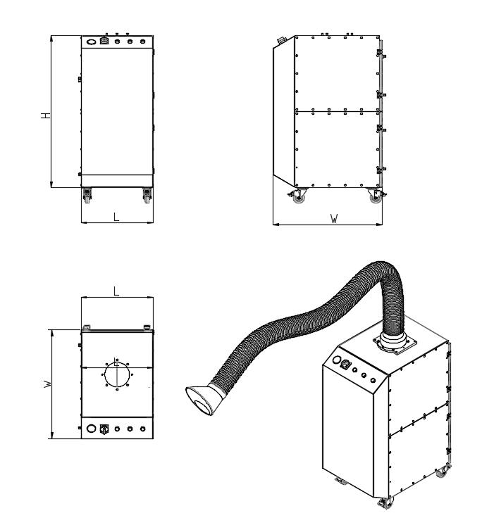 Industrial Dust Removal System Metal Laser Welding Fume Extraction 100KG