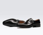 ODM Oxford Genuine Leather Dress Shoes / Luxury Mens Monk Strap Shoes With 3cm