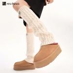 Winter Trendy Women Leg Warmers Woven Labels Cable Knit Leg Warmers Socks