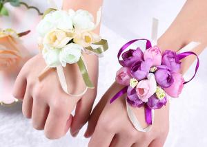 Quality Country Weddings Sproms Snapshots Artificial Silk Flowers Wrist Corsages wholesale