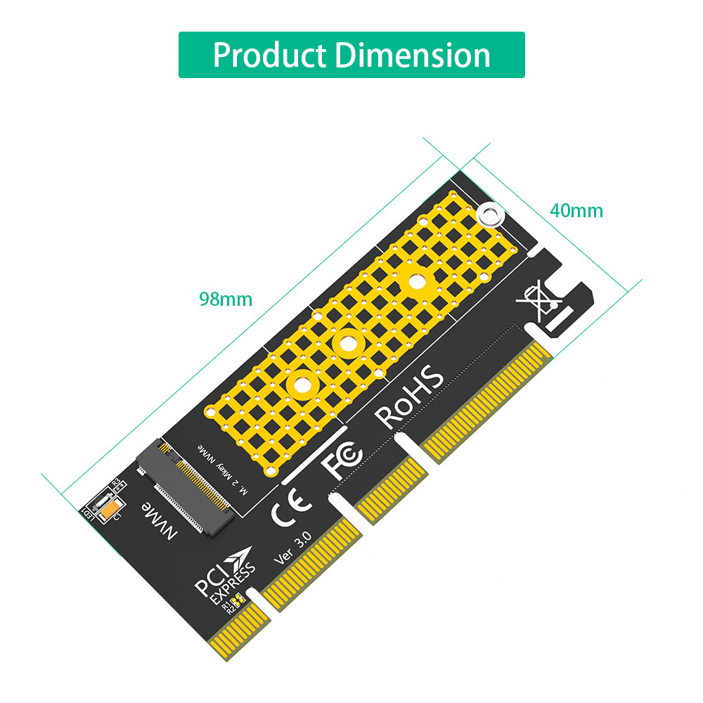 NVMe Adapter M.2 PCIe SSD to PCI-e x4 / x8 / x16 Converter Card for M.2 (M Key) NVMe SSD 2280/2260/2242/2230