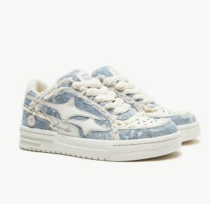 Quality Custom Women Leather Sneaker Round Toe Canvas Denim Sneakers wholesale