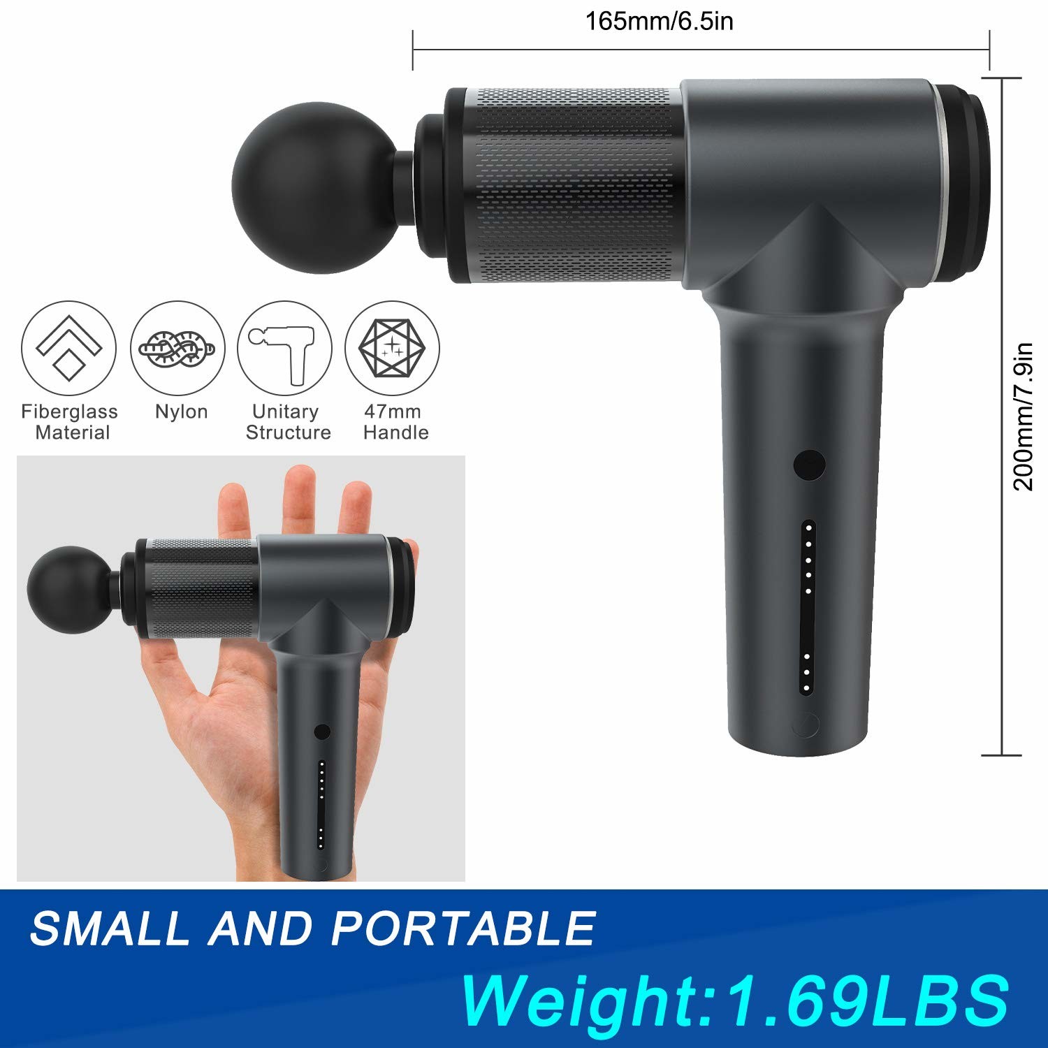 Lightweight 3400mAh Cordless Massager Gun LG Battery High Torque Brushless