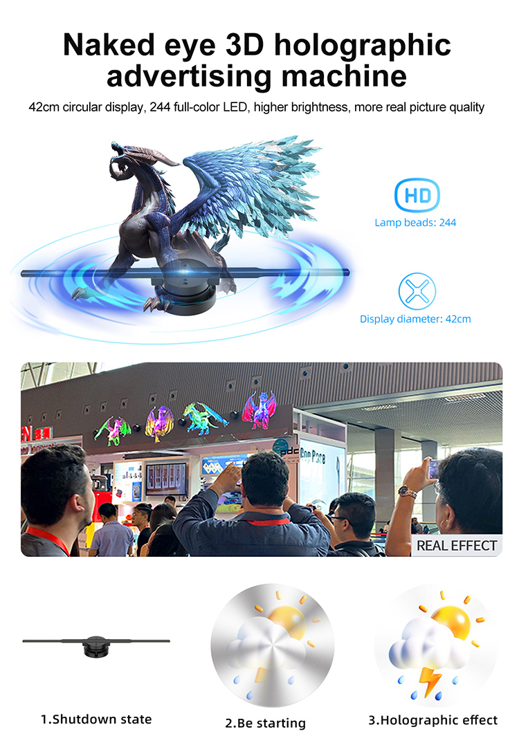High Resolution Led Fan 3d Hologram Display Wifi Holographic Projector Fan 150cm 42cm