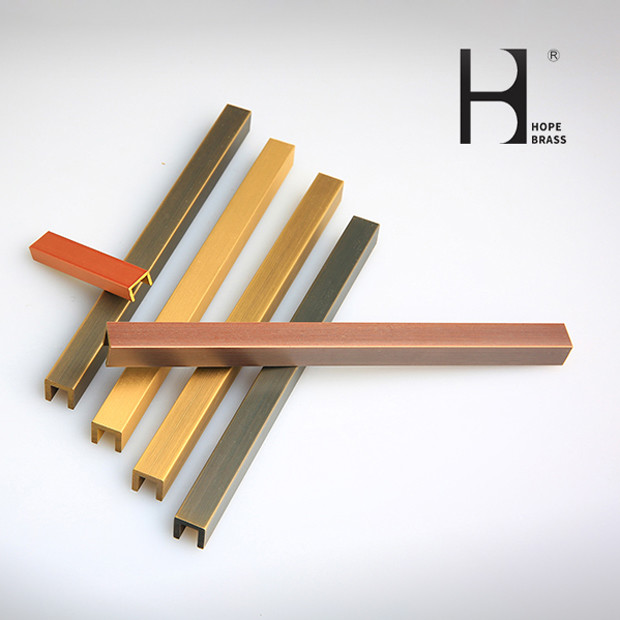 Shining L2800mm Rust Resistant Brass U Profile For Decoration
