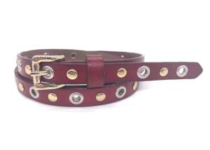 Quality Modern Studded Ladies Skinny Leather Belts Punk 0.55'' Width Zinc Alloy Buckle wholesale