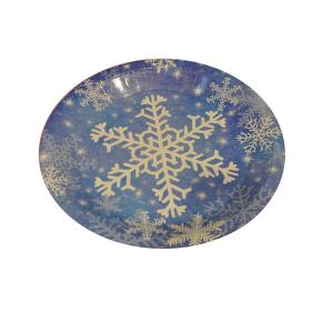 Quality Snowflake Swirls Gold Foil Paper Plate , 9'' Compostable Paper Plates wholesale