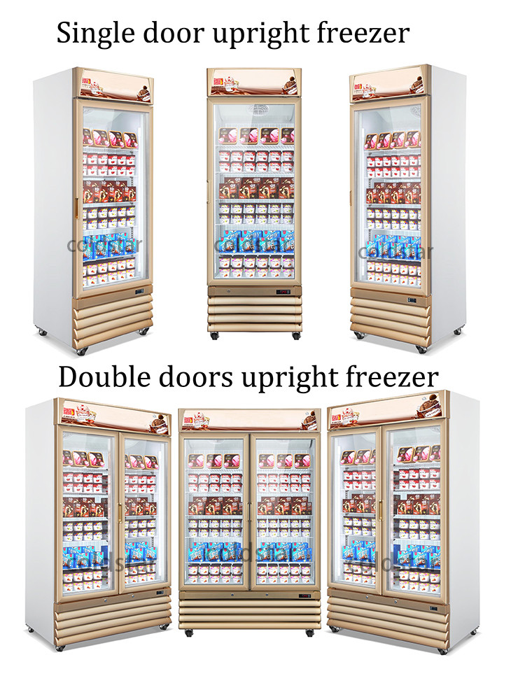 Vertical Upright Display Showcase Freezer For Ice-Cream & Frozen Products