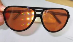 Quality Amber Plastic Diffraction Glasses Aviator Style With Spiral Effect wholesale