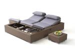Pool Side Rattan Height Adjustable Outdoor Sunbed Customized Color
