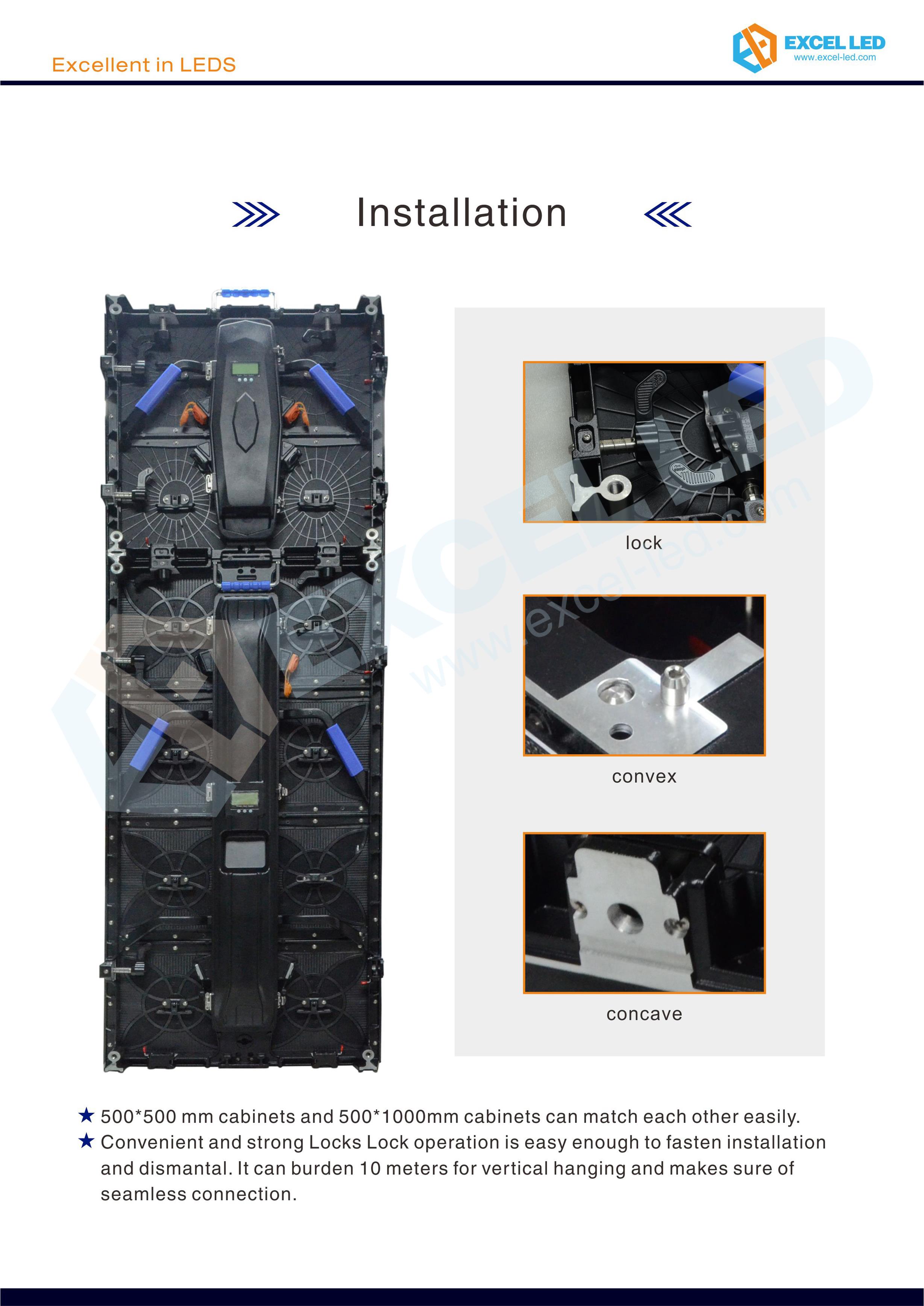 Outdoor P4.81mm rental type LED screen 500mm x 500mm and 500mm x 1000mm cabinet