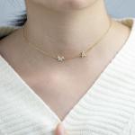 Necklace Mini 18K Gold White Micron Pave CZ Butterfly 925 Sterling Silver