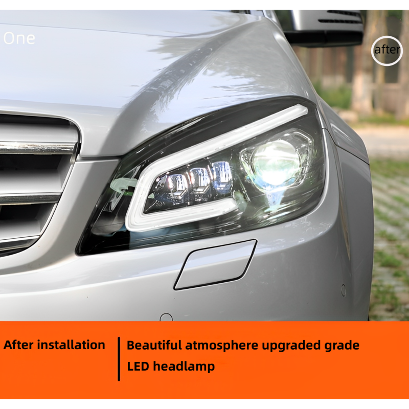 07-11 Mercedes Benz C-Class W204 Headlight Assembly C200C63 Modified LED Lens Daily Running Light Streamer Turn Signal