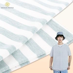 Quality Multi Colored Striped Cotton Material , Breathable 160gsm Cotton T Shirt Fabric wholesale