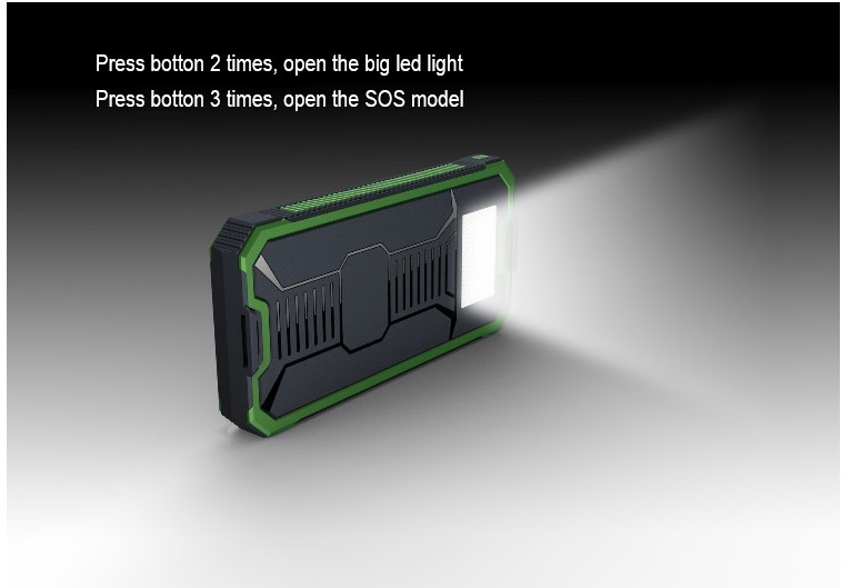 Plastic FCC 5V2.1A 20000mAh Camping Solar Power Bank