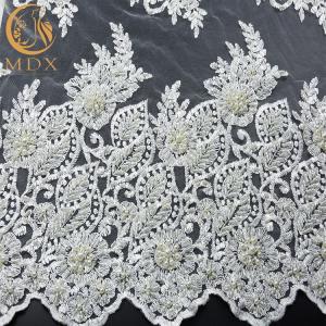 Quality Craft White Lace Fabrics Tulle Beaded 91.44cm Length Customized Latest Lace Material wholesale