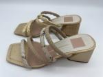 Python Print Ladies Soft Leather Sandals Lt Tan / Off White Cute Peep Toe