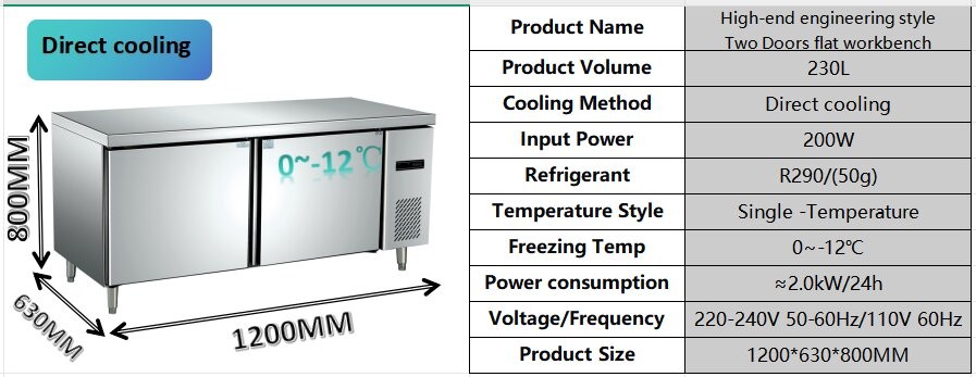 Moisture Proof 2 Door Commercial Freezer 220V Commercial Upright Fridge Freezer