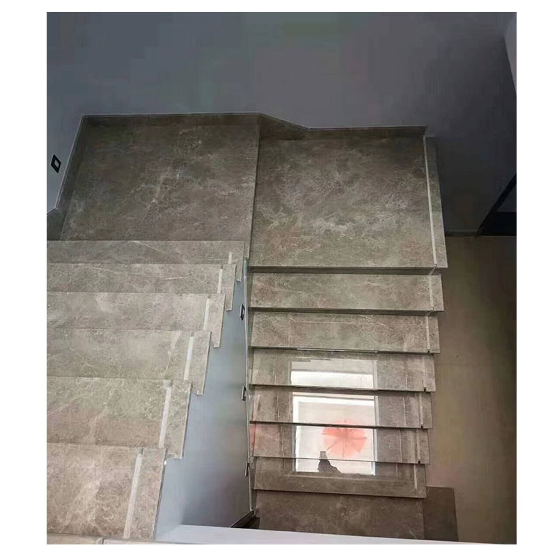 ODM/OEM 18mm Thickness European Design White Grey Grains Marble Carved Stair Treads and Risers