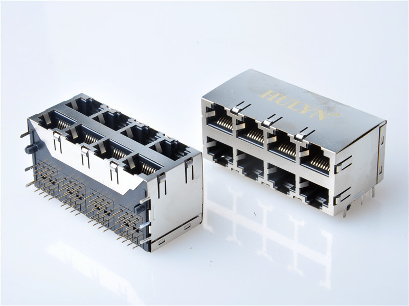 HULYN RJ45 Shielded RJ45 Modular Jack Connector,with LEDs, 2x4 Ports,RJ45 connector