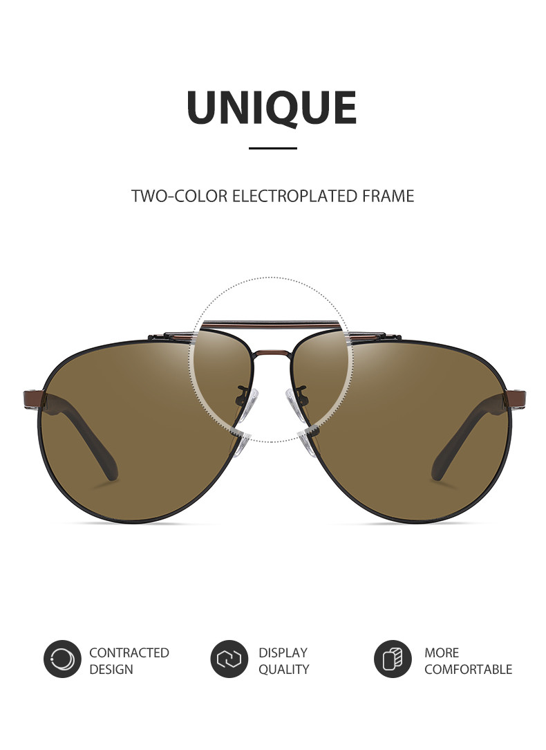 HD Polarized Round Metal Sunglasses Driving Anti Glare Sunglasses 61mm Lens