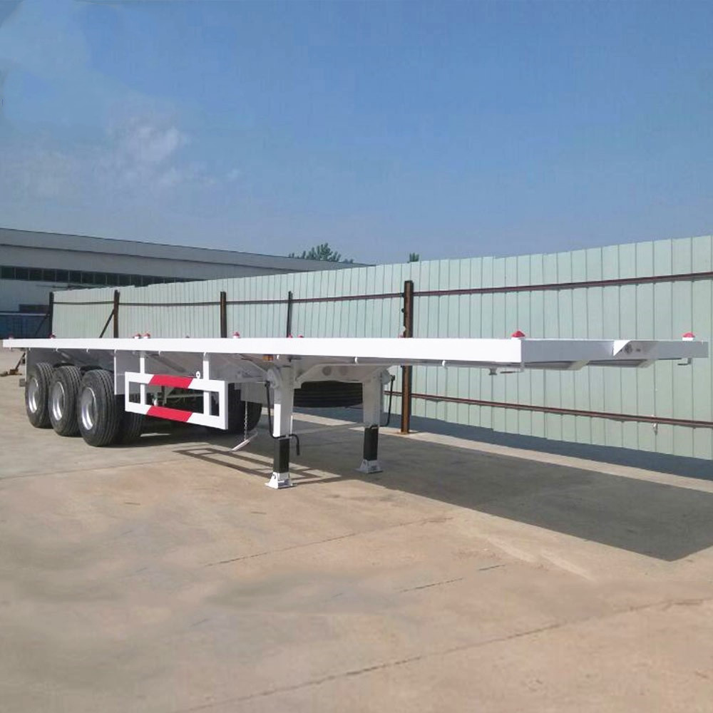 Mechanical Tri - Axle Low Bed Semi Trailer / Flat Bed Semi Trailer