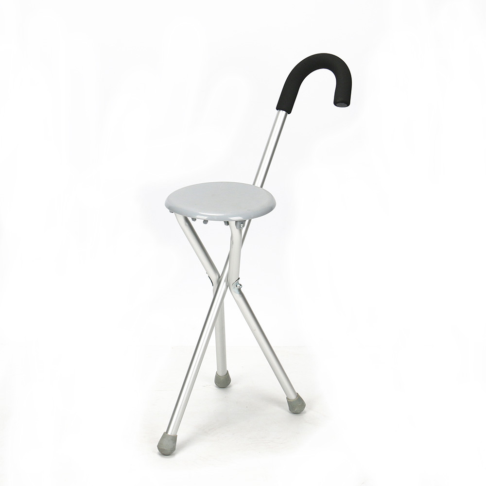 Easily Folding Walking Cane With Chair Handle Convenient Medical Crutch