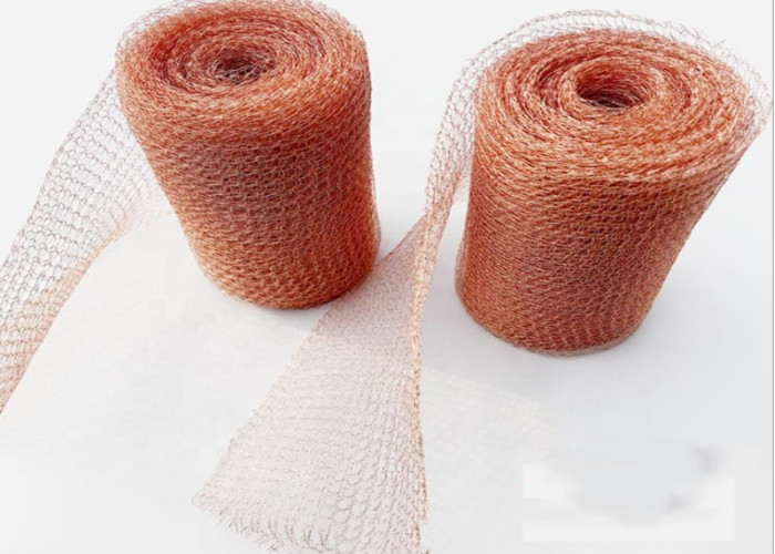 Customized Pure Red Copper Knitted Mesh 1.3m Stopper Blocker Corrugated Shape