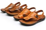 Buckle Strap Genuine Leather Sandals Summer Casual Mens Brown Beach Sandals