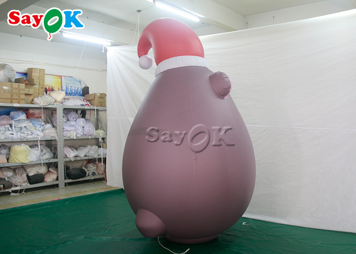 Custom Portable Pvc Sealed Gray Inflatable Teddy Bear With Xmas Hat Advertising