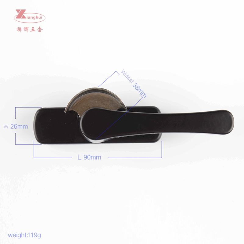 98mm Handle Length Aluminum Accessories Sliding Window Crescent Lock with Hook Weight 119g
