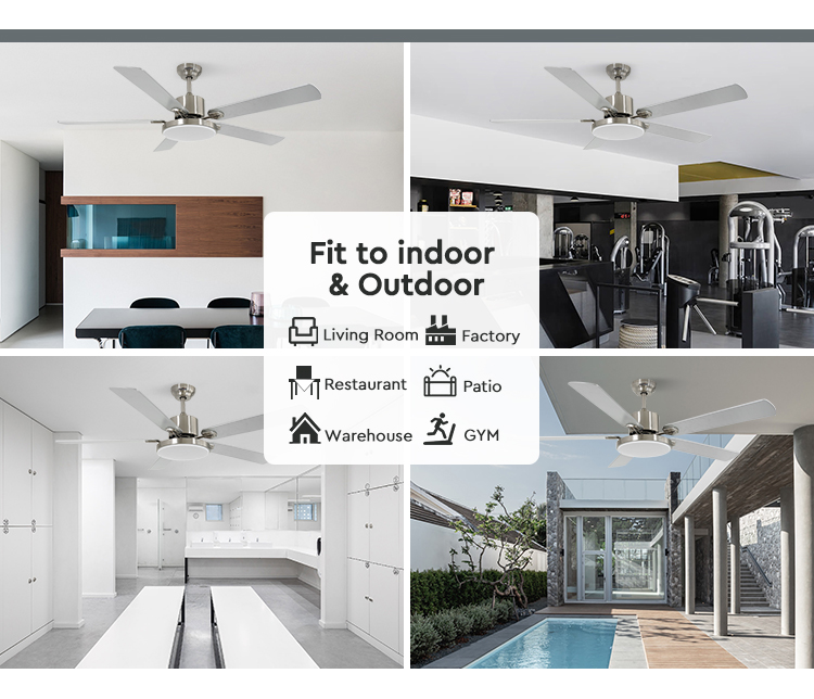 Smart Home 58 Inch Ceiling Fan with 5 MDF Blades and Remote Control 3 Color LED Light