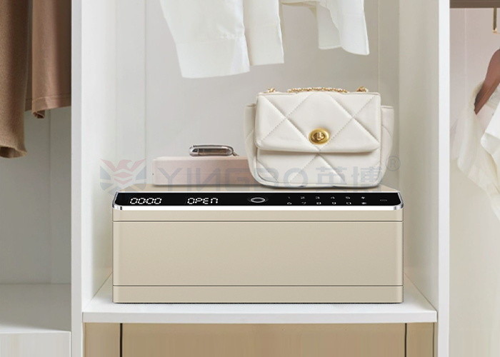 22kg Biometric Fingerprint Lock Single Layer Jewelry Safe Box With Auto Open