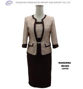 Quality womens fashion dress suits coffee/grey MANANNA wholesale