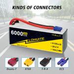 22.2V 6000mAh 6S Lipo Battery Dean 50C/100C 6S Lipo Battery 6000MAH For RC
