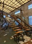 Tempered Stair Railing Glass Stainless Steel Wood Tread Curved