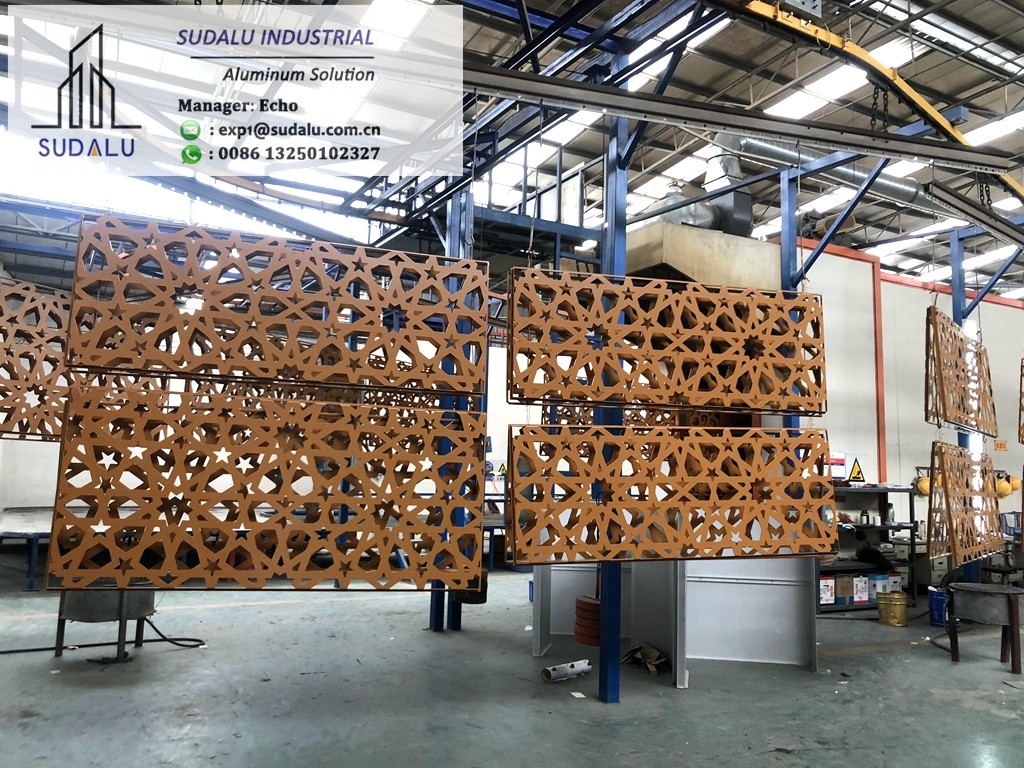 SUDALU PPG PVDF Powder Aluminum Perforated Panel with Muslim Pattern Outside Decoration Panel for Buildings