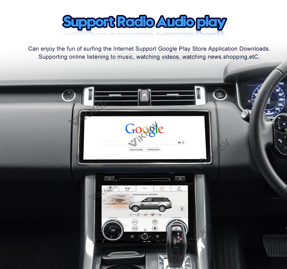 right hand drive 12.3 inch Android Car Radio For Range Rover Sport L494 2013-2016 with AC Touching Screen Multimedia