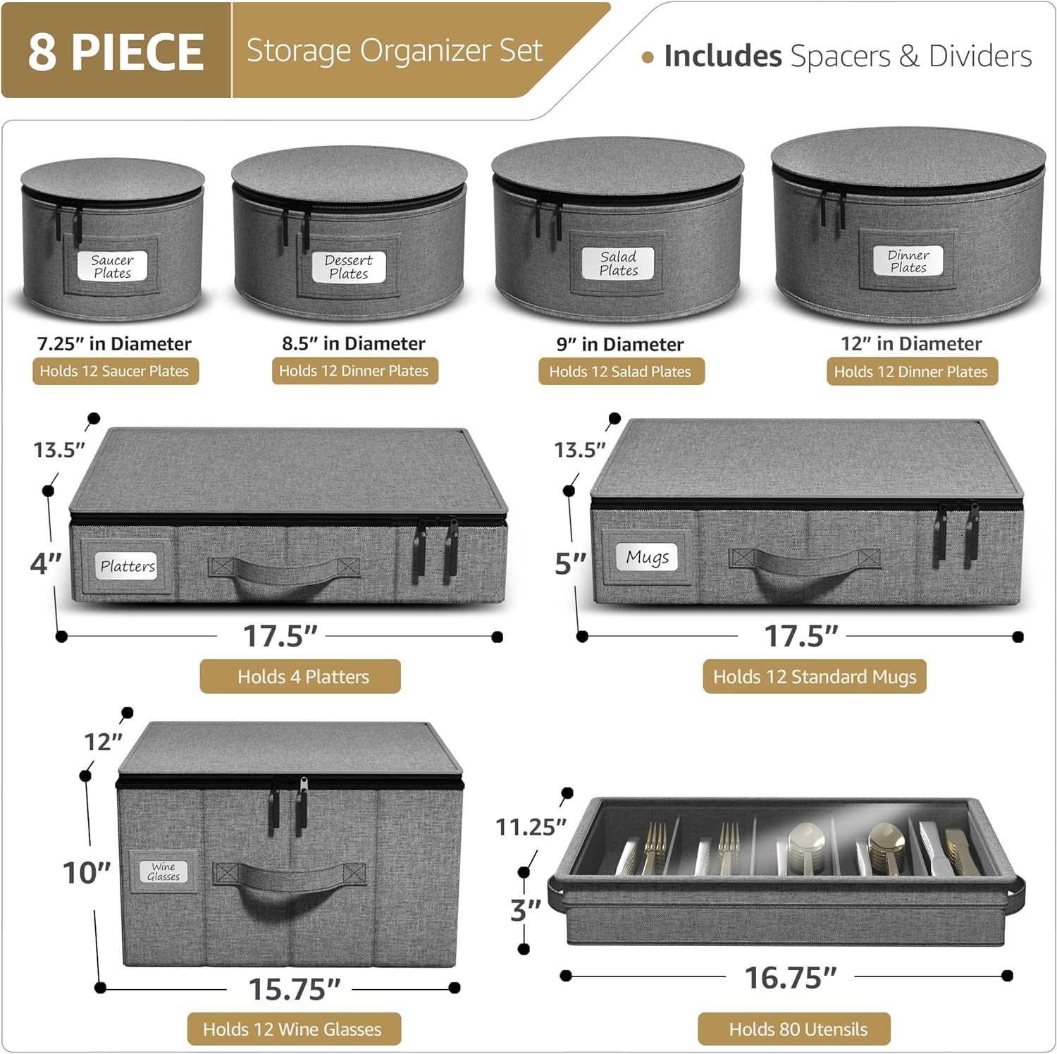 Sorbus China Storage Containers Hard Shell - Glass & Dish Storage Containers for Transport, Moving,