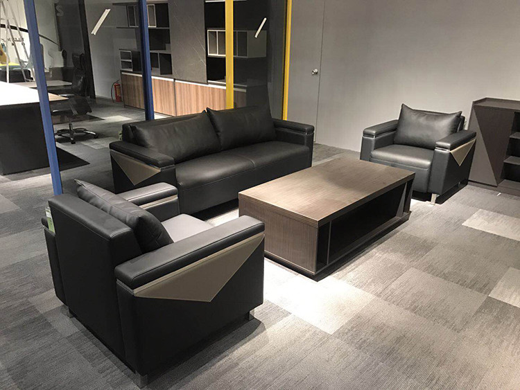 Versatile Office Reception Sofa , Sleek Leather Reception Sofa