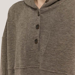 Oversize Women Hoodies Solid Color Relaxed Hoodie Custom Logo Fashionable Ladies Button Front Hoodies