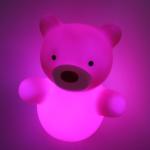 Eco-friendly Plastic Pink LED Bear Electronic Night Light Toys for Kid