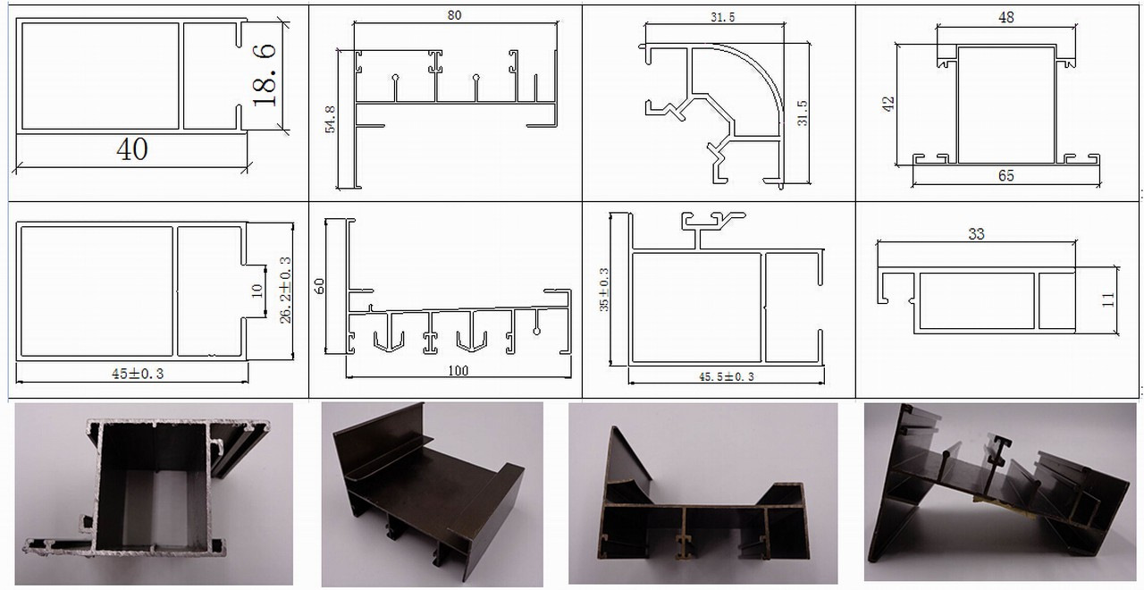 6061/6063 Series Wooden Grain Aluminum Extrusion Profiles for Kitchen Cabinet