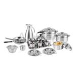 Family use stainless steel 410 cookware set kitchen 21pcs cooking pot water
